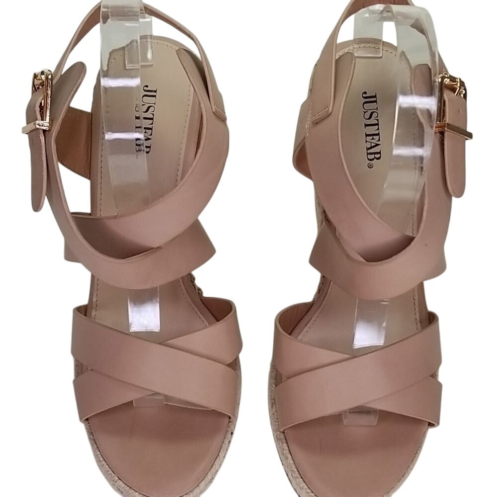 JUSTFAB Joan Espadrille Blush Wedge Sandal…